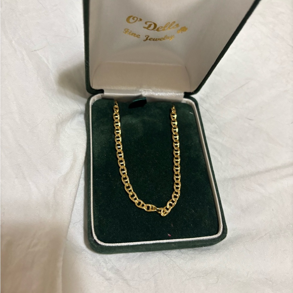 vintage 14k yellow gold mariner link chain 18”